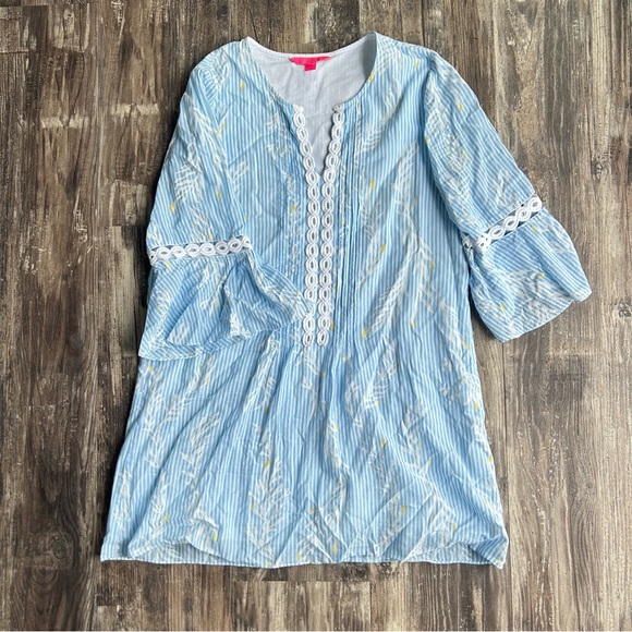 Lilly Pulitzer Blue and White Hollie Tunic Dress L - Picture 2 of 7